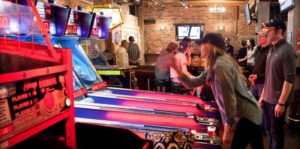 Skeeball and game room in bar